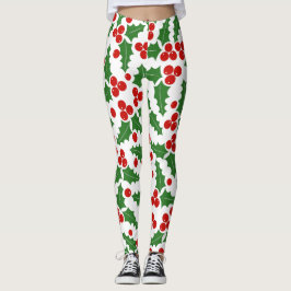 Rood en groen holly met kerst leggings