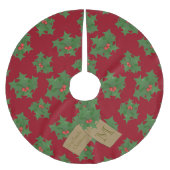 Rood- en Groen Holly Monogram kerstboomrokken Kerstboom Rok (Voorkant)