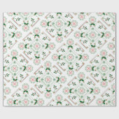 Rood en groen holly motief folkpatroon cadeaupapier (Vlak)