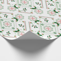Rood en groen holly motief folkpatroon