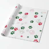 Rood en Groen Hondenpootje Cadeaupapier (Uitgerold)