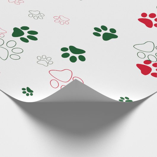 Rood en Groen Hondenpootje Cadeaupapier (Hoek)