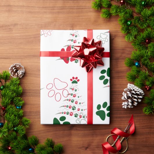 Rood en Groen Hondenpootje Kerstmis Cadeaupapier (Feestdagen Geschenken)