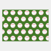 Rood en groen honkbal en kerstkerstmis inpakpapier vel (Voorkant 3)