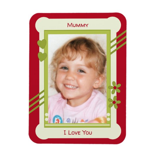 Rood en groen hou van je mama foto magneet (Verticaal)