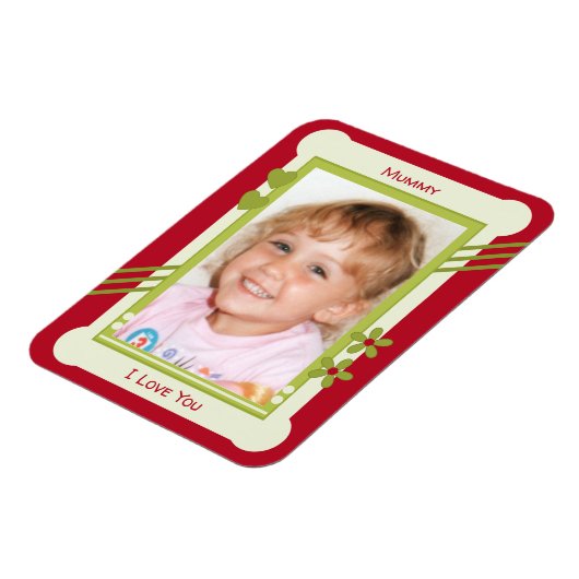 Rood en groen hou van je mama foto magneet (Linkerzijde)