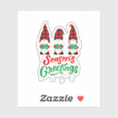 Rood en Groen Illustratie Gnomen Vrolijk Kerstfees Sticker (Vel)