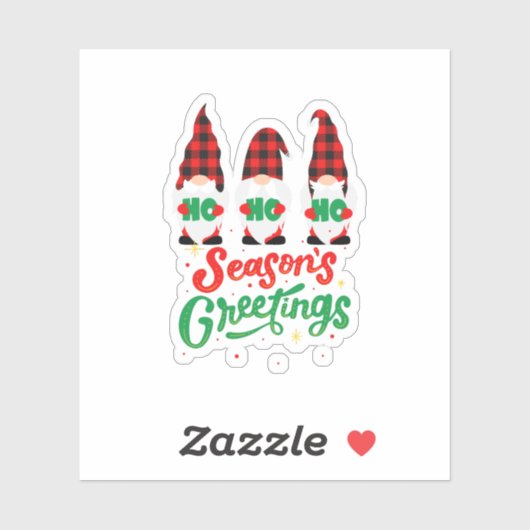 Rood en Groen Illustratie Gnomen Vrolijk Kerstfees Sticker (Vel)