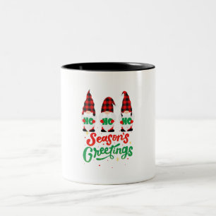 Rood en Groen Illustratie Gnomen Vrolijk Kerstfees Tweekleurige Koffiemok
