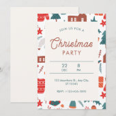 Rood en groen illustratief Kerstfeest Kaart (Voorkant / Achterkant)