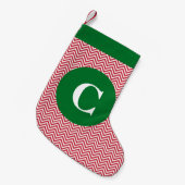 Rood en groen Initiaal Chevron Stocking Kleine Kerstsok (Voorkant (Hangend))