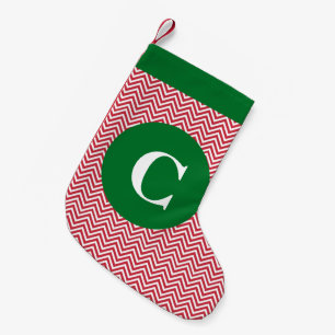 Rood en groen Initiaal Chevron Stocking Kleine Kerstsok