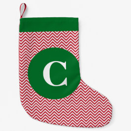 Rood en groen Initiaal Chevron Stocking Kleine Kerstsok