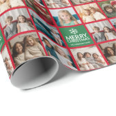 Rood en groen kerst 8 Fotocollage Cadeaupapier (Rol Hoek)