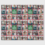 Rood en groen kerst 8 Fotocollage Cadeaupapier (Vlak)