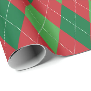 Rood en Groen Kerst Extra Groot Argyle Cadeaupapier