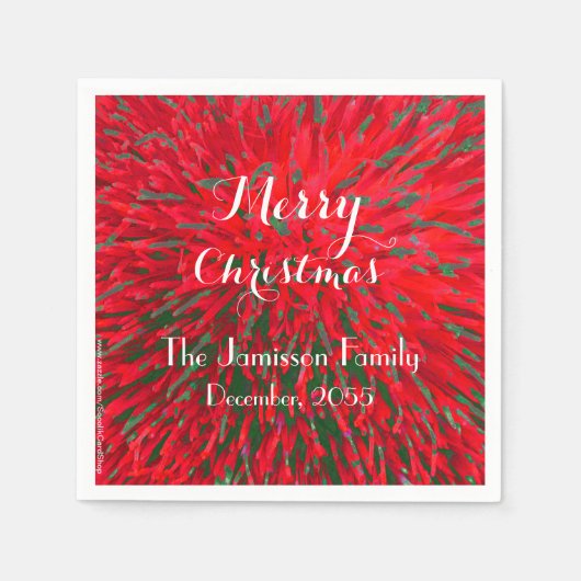 Rood en groen kerst, naam, partijpapier servet (Voorkant)