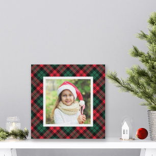 Rood en groen Kerst Plaid aangepaste foto Canvas Afdruk
