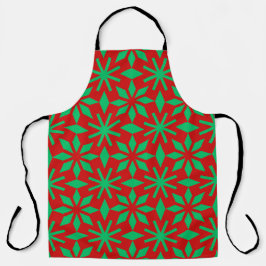 Rood en groen kerst-sneeuwvlokkenpatroon schort