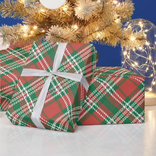 Rood en Groen Kerst Tartan Plaid Patroon Cadeaupapier (Feestdagen)