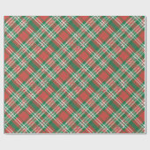 Rood en Groen Kerst Tartan Plaid Patroon Cadeaupapier (Vlak)