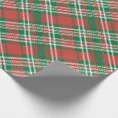 Rood en Groen Kerst Tartan Plaid Patroon Cadeaupapier (Hoek)