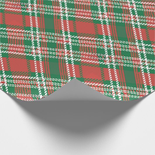 Rood en Groen Kerst Tartan Plaid Patroon Cadeaupapier (Hoek)