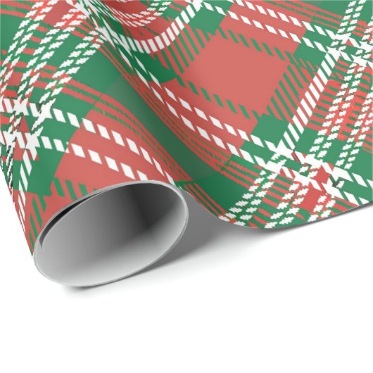 Rood en Groen Kerst Tartan Plaid Patroon Cadeaupapier (Rol Hoek)