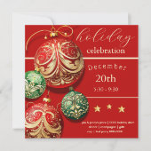 Rood en Groen Kerst Vakantie Ornament Party Kaart (Voorkant)