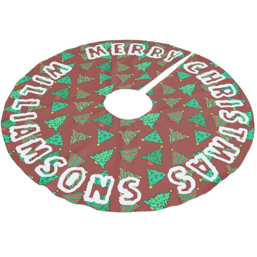 Rood en groen kerstboom patroon | familienaam kerstboom rok (Gekanteld)