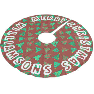 Rood en groen kerstboom patroon   familienaam rok