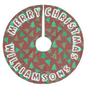 Rood en groen kerstboom patroon | familienaam rok (Voorkant)