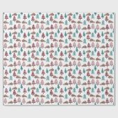 Rood- en Groen kerstboomkermis Cadeaupapier (Vlak)