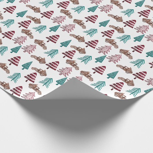 Rood- en Groen kerstboomkermis Cadeaupapier (Hoek)