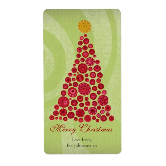 Rood en groen kerstcadeau Cadeau Label Etiket (Voorkant)