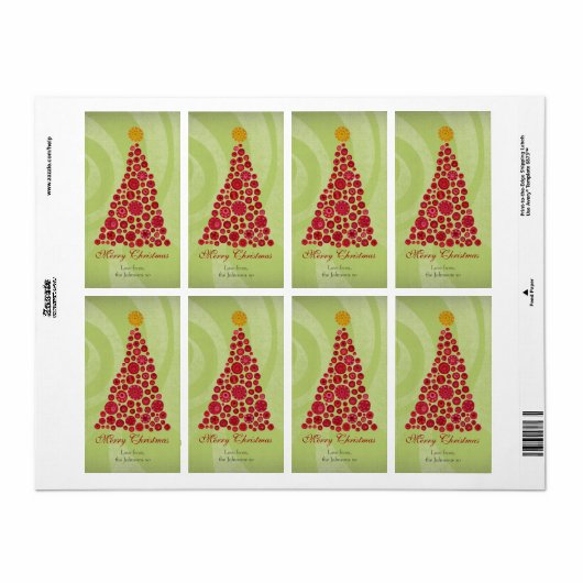 Rood en groen kerstcadeau Cadeau Label Etiket (Full Sheet)