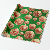 Rood en groen kerstcadeaupapier cadeaupapier (Uitgerold)