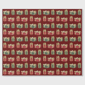 Rood en groen kerstcadeaupapier met rode vulling cadeaupapier (Vlak)