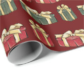 Rood en groen kerstcadeaupapier met rode vulling cadeaupapier (Rol Hoek)