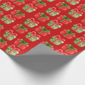 Rood en groen kerstcadeaupapier met rode vulling cadeaupapier (Hoek)