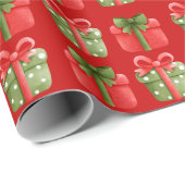 Rood en groen kerstcadeaupapier met rode vulling cadeaupapier (Rol Hoek)