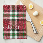Rood en groen kerstcadeautje Merry en Bright Theedoek (Quarter Fold)