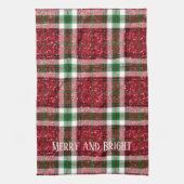 Rood en groen kerstcadeautje Merry en Bright Theedoek (Verticaal)