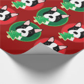 Rood en groen kerstcadeautje uit Boston Terrier Cadeaupapier (Hoek)