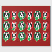 Rood en groen kerstcadeautje uit Boston Terrier Cadeaupapier (Vlak)