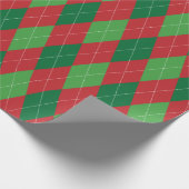 Rood en groen kerstfeest Extra Grote Argyle Cadeaupapier (Hoek)
