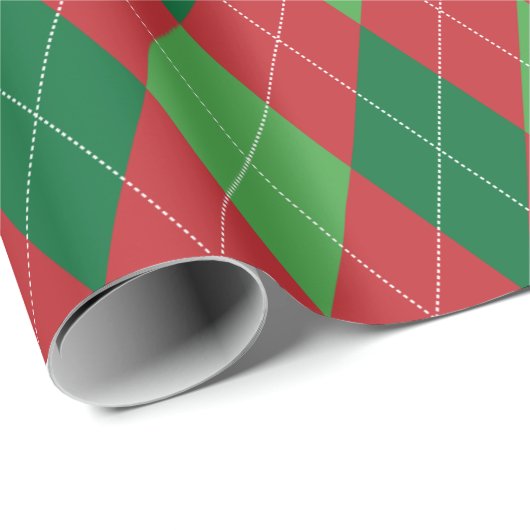 Rood en groen kerstfeest Extra Grote Argyle Cadeaupapier (Rol Hoek)