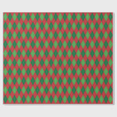 Rood en groen kerstfeest Grote Argyle Cadeaupapier (Vlak)
