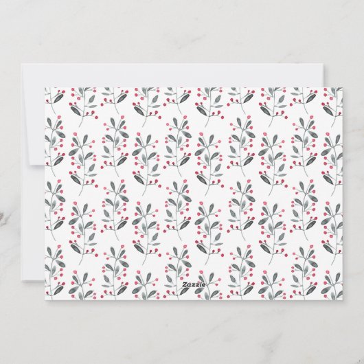 Rood en groen kerstfeest Holly Joyful Wishes Famil Feestdagenkaart (Achterkant)