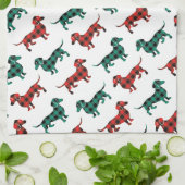 Rood en groen kerstfeest in de keuken theedoek (Gevouwen)